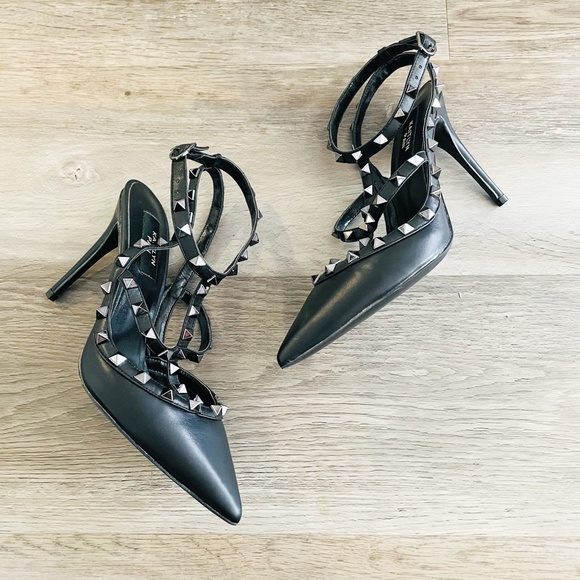 Kaitlyn Pan Black Rockstud Strappy Heels 7.5 - Picture 2 of 6